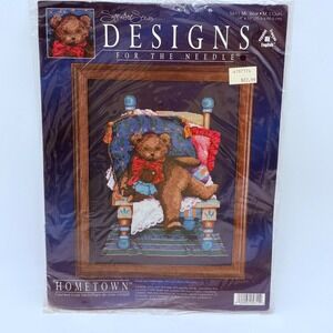 Designs for the Needle Mr Bear Counted Cross Stitch Kit 5611 Hometown 14x16 New